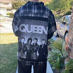 Queen Upcycled Flannel Shirt Handmade Unisex Size XL X-large